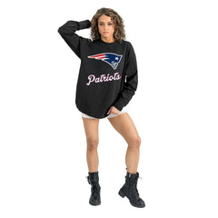 New England Patriots Gameday Couture Women's Oversized Long Sleeve T-Shirt Black | NFL