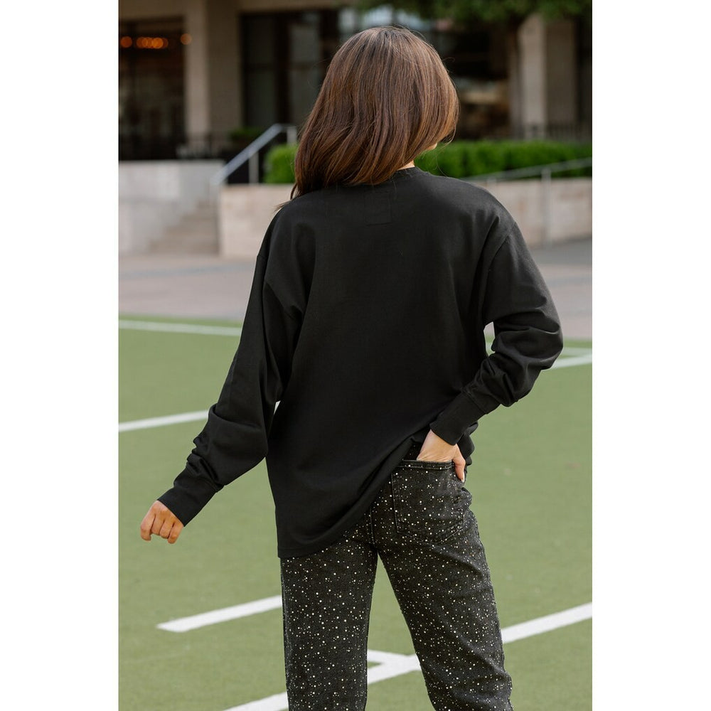 New Orleans Saints Gameday Couture Women's Oversized Long Sleeve T-Shirt Black | NFL