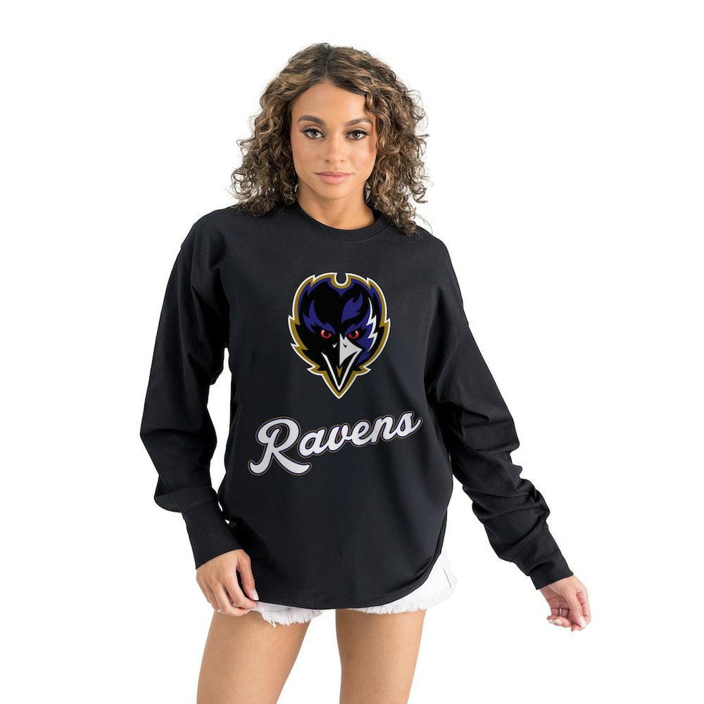 Baltimore Ravens Gameday Couture Women's Oversized Long Sleeve T-Shirt Black | NFL