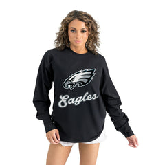 Philadelphia Eagles Gameday Couture Women's Oversized Long Sleeve T-Shirt Black | NFL