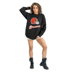 Cleveland Browns Gameday Couture Women's Oversized Long Sleeve T-Shirt Black | NFL