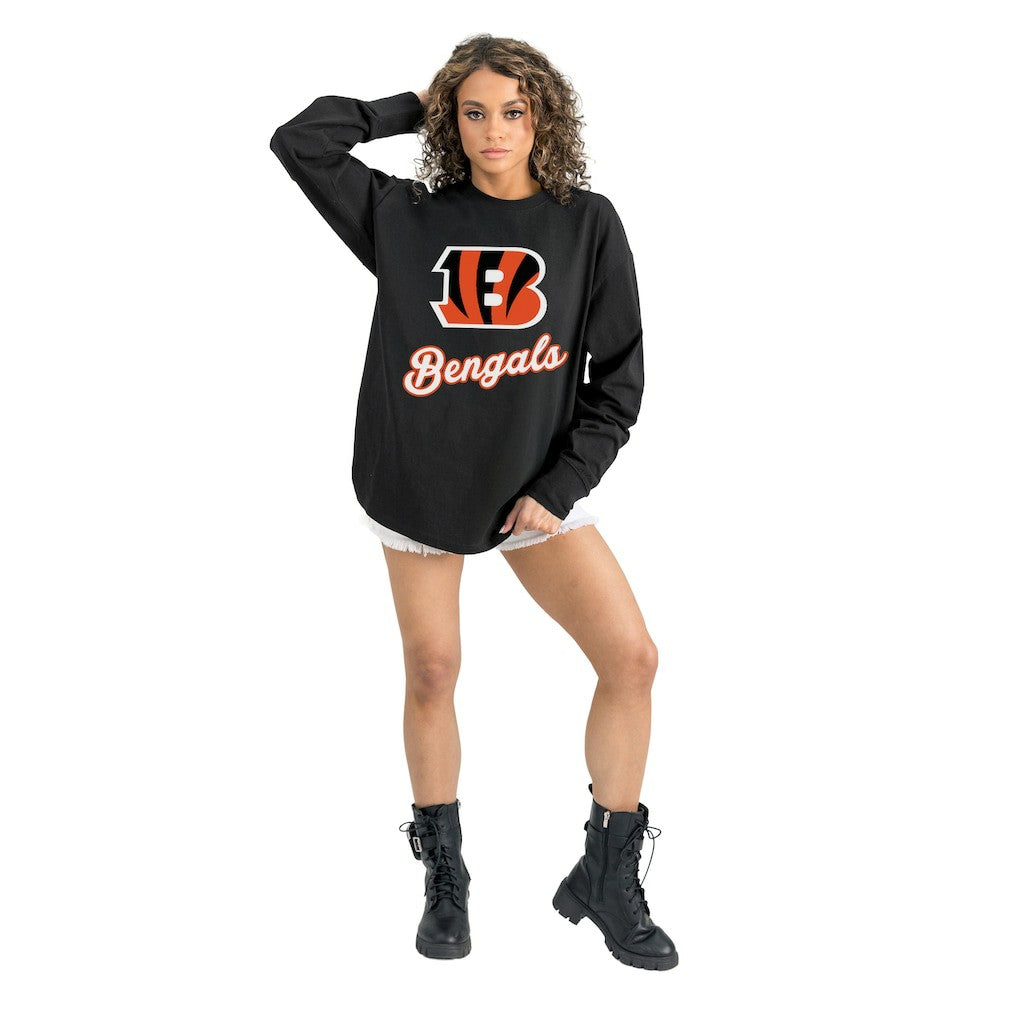 Cincinnati Bengals Gameday Couture Women's Oversized Long Sleeve T-Shirt Black | NFL