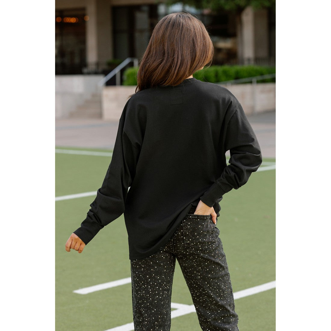 Green Bay Packers Gameday Couture Women's Oversized Long Sleeve T-Shirt Black | NFL