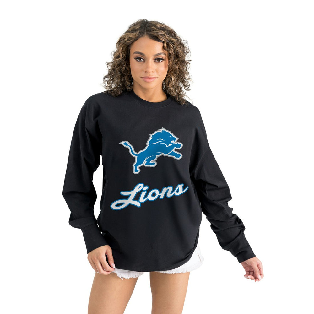 Detroit Lions Gameday Couture Women's Oversized Long Sleeve T-Shirt Black | NFL