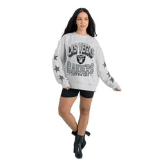 Las Vegas Raiders Gameday Couture Women's Resilience Relaxed Rhinestone Pullover Sweatshirt Ash | NFL