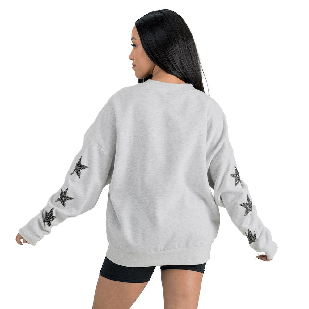 Arizona Cardinals Gameday Couture Women's Resilience Relaxed Rhinestone Pullover Sweatshirt Ash | NFL