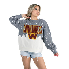 Washington Commanders Gameday Couture Women's Oversized Faded Wash Tri-Blend Pullover Sweatshirt Gray | NFL