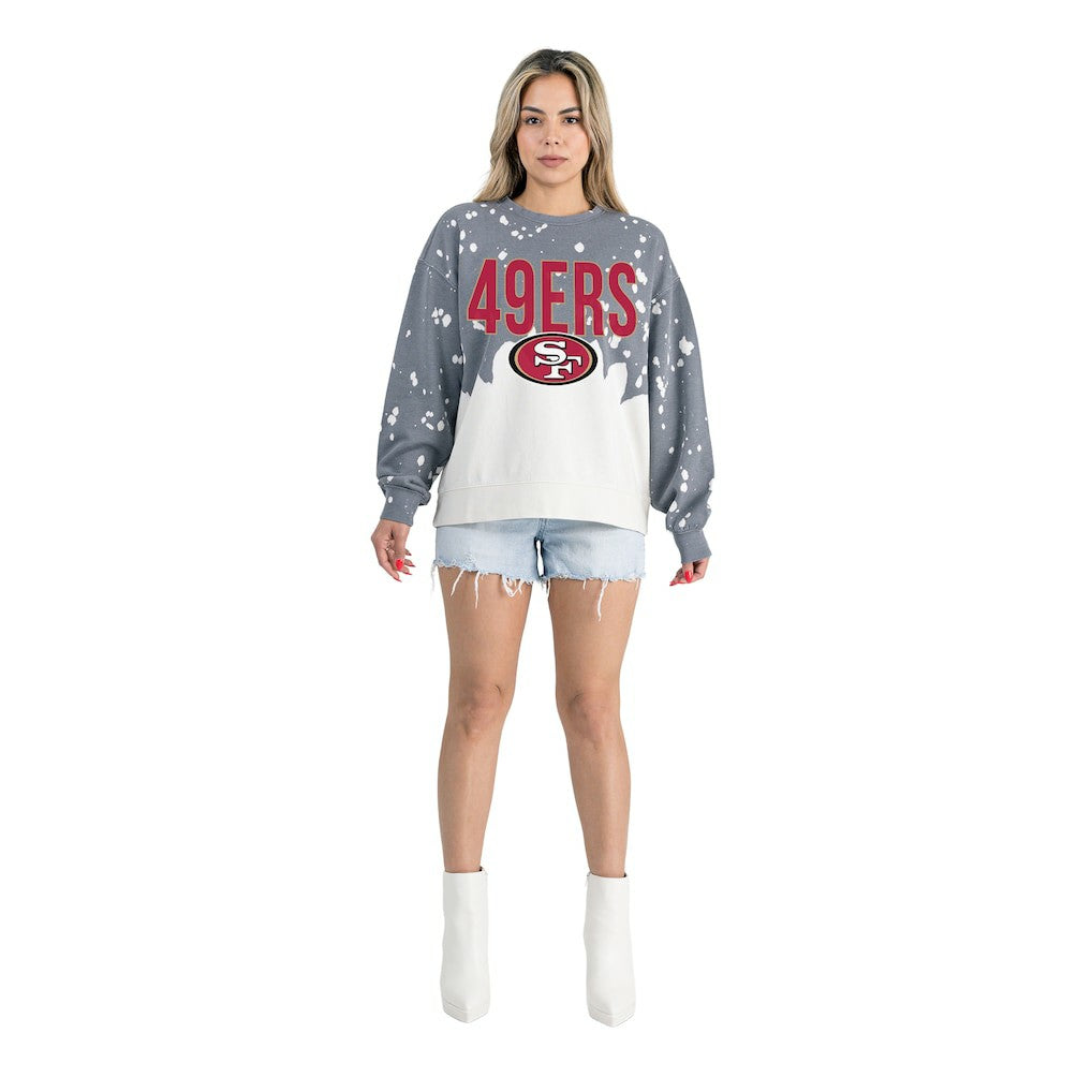 San Francisco 49ers Gameday Couture Women's Oversized Faded Wash Tri-Blend Pullover Sweatshirt Gray | NFL