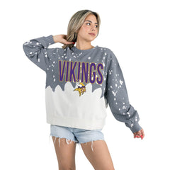 Minnesota Vikings Gameday Couture Women's Oversized Faded Wash Tri-Blend Pullover Sweatshirt Gray | NFL