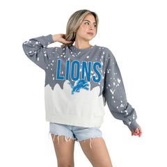Detroit Lions Gameday Couture Women's Oversized Faded Wash Tri-Blend Pullover Sweatshirt Gray | NFL