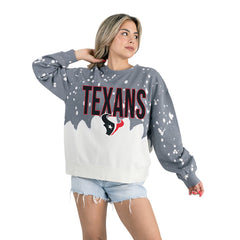 Houston Texans Gameday Couture Women's Oversized Faded Wash Tri-Blend Pullover Sweatshirt Gray | NFL