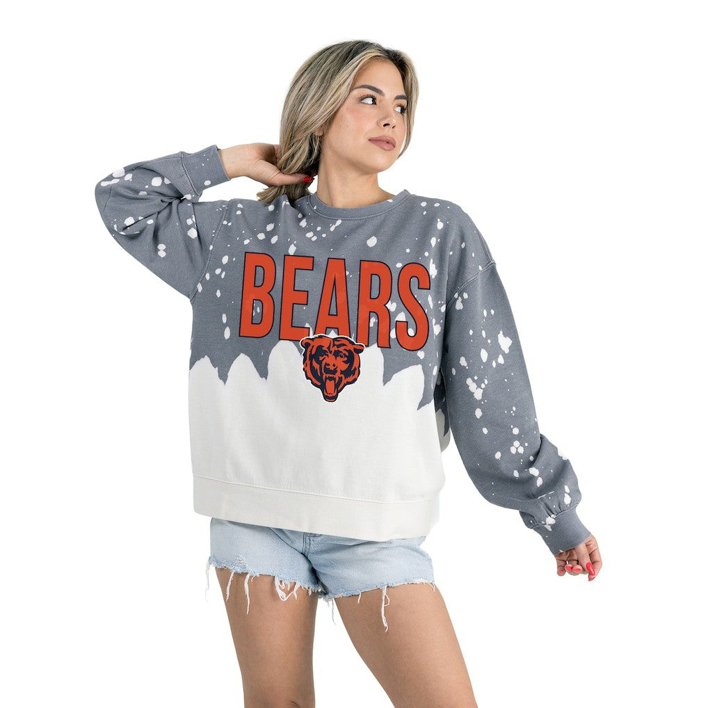 Chicago Bears Gameday Couture Women's Oversized Faded Wash Tri-Blend Pullover Sweatshirt Gray | NFL