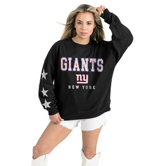 New York Giants Gameday Couture Women's Velocity Relaxed Rhinestone Pullover Sweatshirt Black | NFL