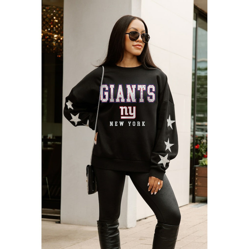 New York Giants Gameday Couture Women's Velocity Relaxed Rhinestone Pullover Sweatshirt Black | NFL