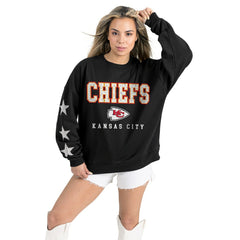 Kansas City Chiefs Gameday Couture Women's Velocity Relaxed Rhinestone Pullover Sweatshirt Black | NFL
