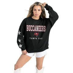 Tampa Bay Buccaneers Gameday Couture Women's Velocity Relaxed Rhinestone Pullover Sweatshirt Black | NFL