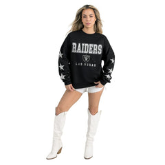 Las Vegas Raiders Gameday Couture Women's Velocity Relaxed Rhinestone Pullover Sweatshirt Black | NFL