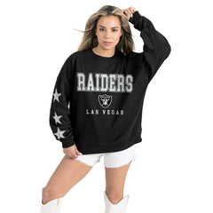 Las Vegas Raiders Gameday Couture Women's Velocity Relaxed Rhinestone Pullover Sweatshirt Black | NFL