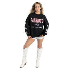 New England Patriots Gameday Couture Women's Velocity Relaxed Rhinestone Pullover Sweatshirt Black | NFL