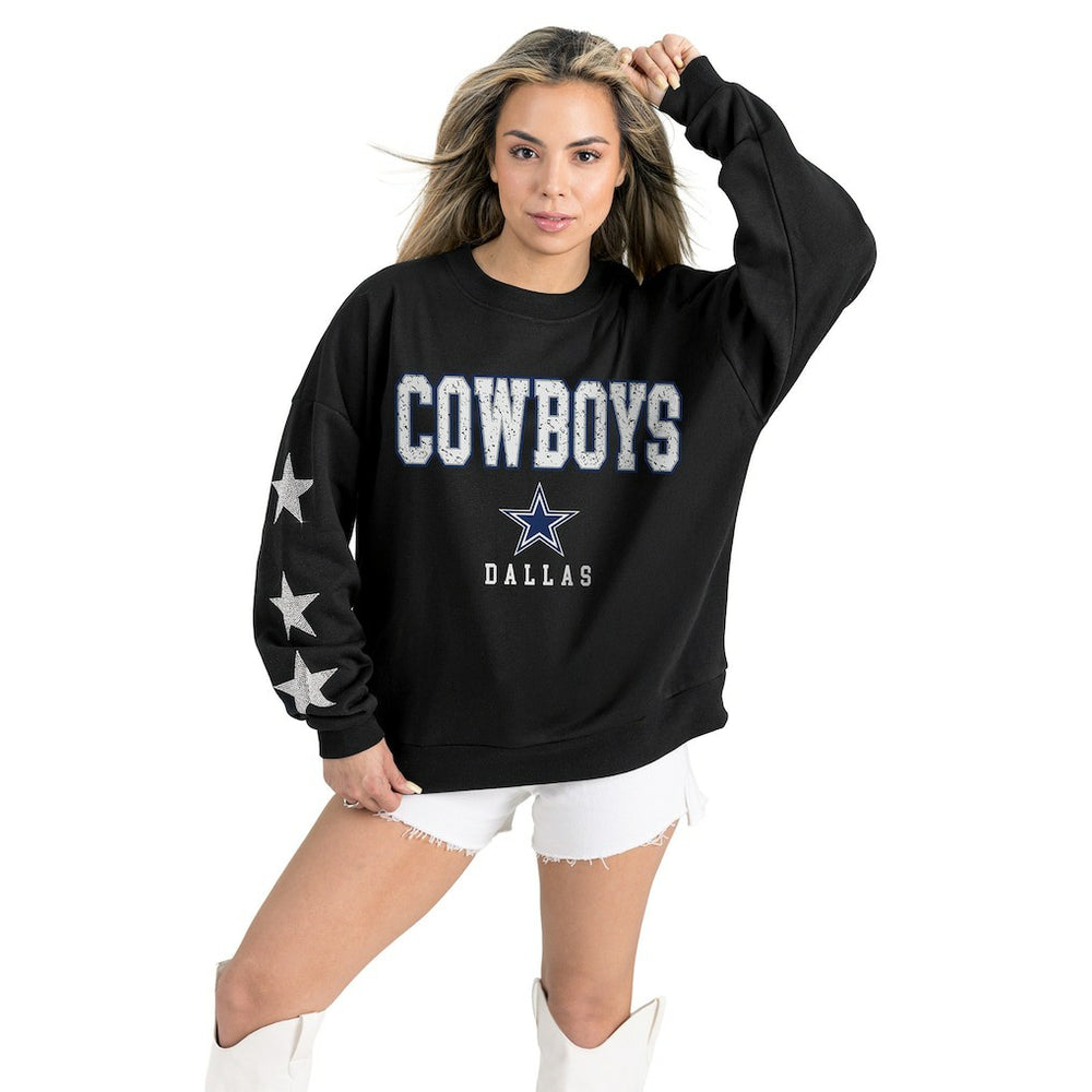 Dallas Cowboys Gameday Couture Women's Velocity Relaxed Rhinestone Pullover Sweatshirt Black | NFL