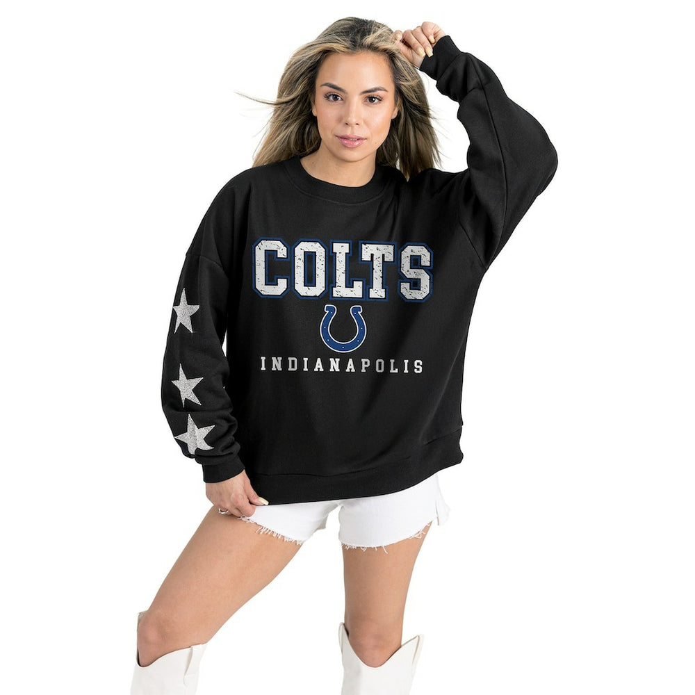 Indianapolis Colts Gameday Couture Women's Velocity Relaxed Rhinestone Pullover Sweatshirt Black | NFL