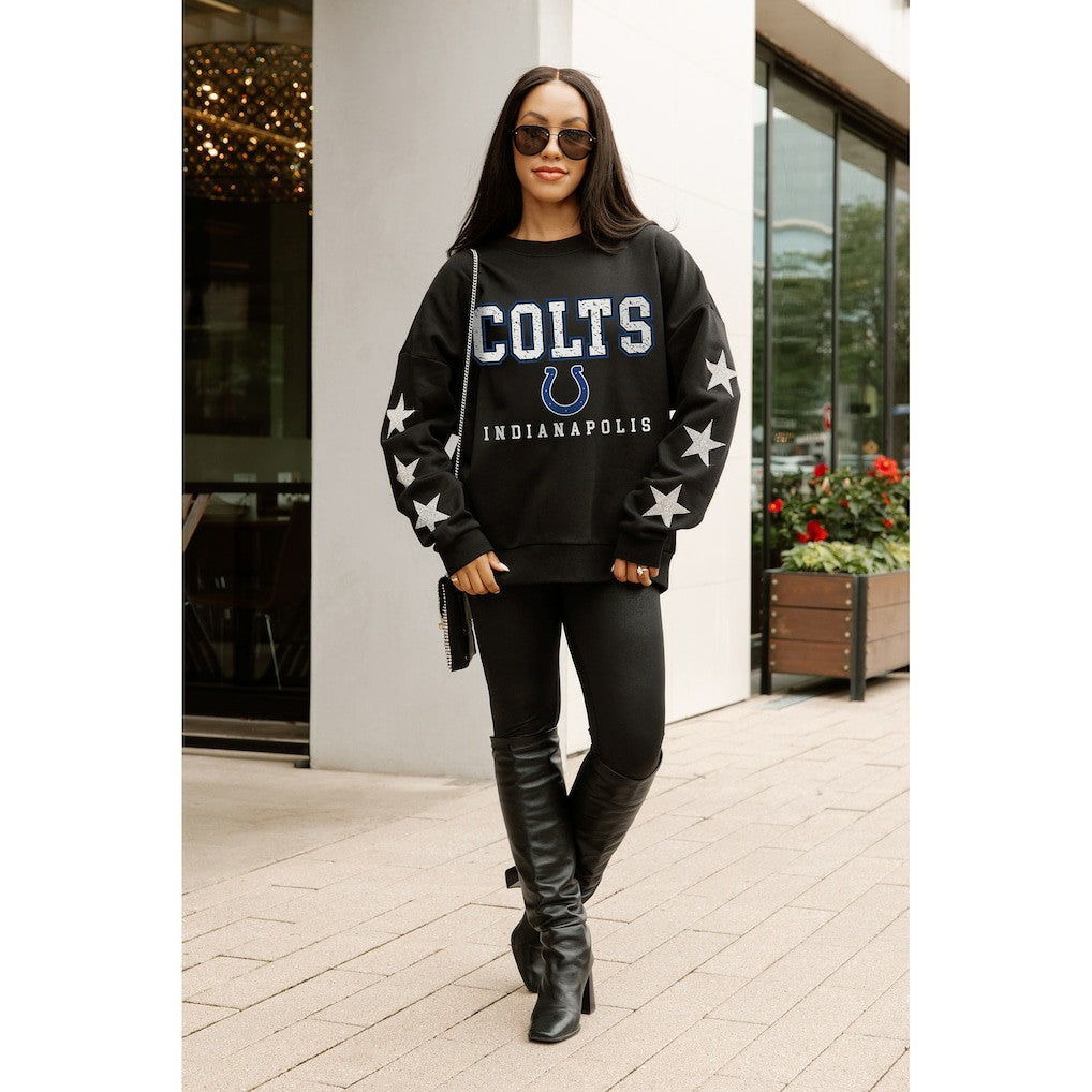 Indianapolis Colts Gameday Couture Women's Velocity Relaxed Rhinestone Pullover Sweatshirt Black | NFL