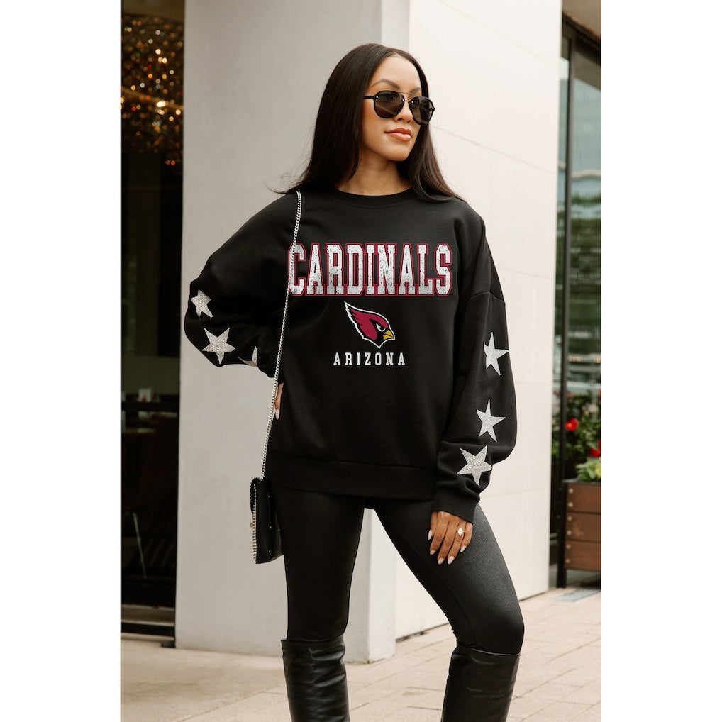 Arizona Cardinals Gameday Couture Women's Velocity Relaxed Rhinestone Pullover Sweatshirt Black | NFL
