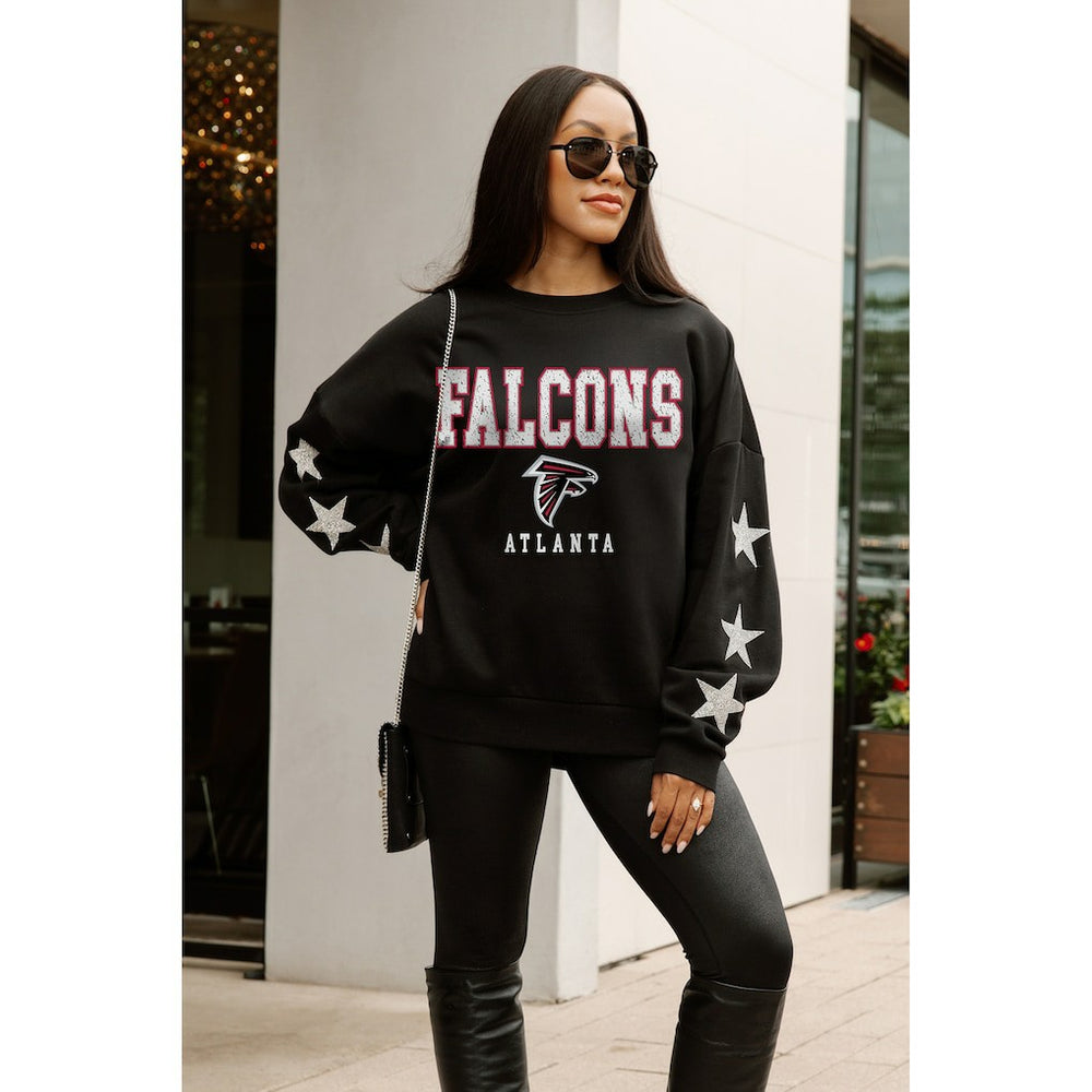 Atlanta Falcons Gameday Couture Women's Velocity Relaxed Rhinestone Pullover Sweatshirt Black | NFL