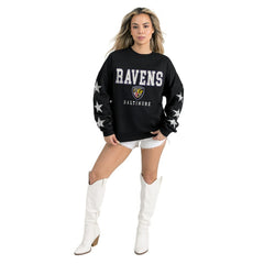 Baltimore Ravens Gameday Couture Women's Velocity Relaxed Rhinestone Pullover Sweatshirt Black | NFL