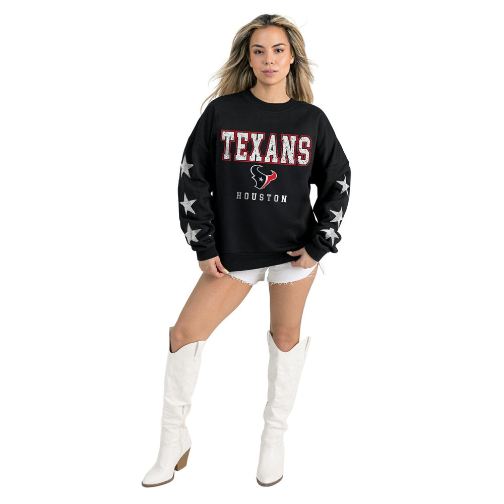 Houston Texans Gameday Couture Women's Velocity Relaxed Rhinestone Pullover Sweatshirt Black | NFL