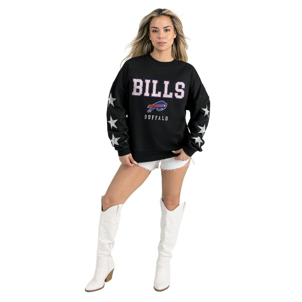 Buffalo Bills Gameday Couture Women's Velocity Relaxed Rhinestone Pullover Sweatshirt Black | NFL