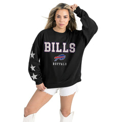 Buffalo Bills Gameday Couture Women's Velocity Relaxed Rhinestone Pullover Sweatshirt Black | NFL
