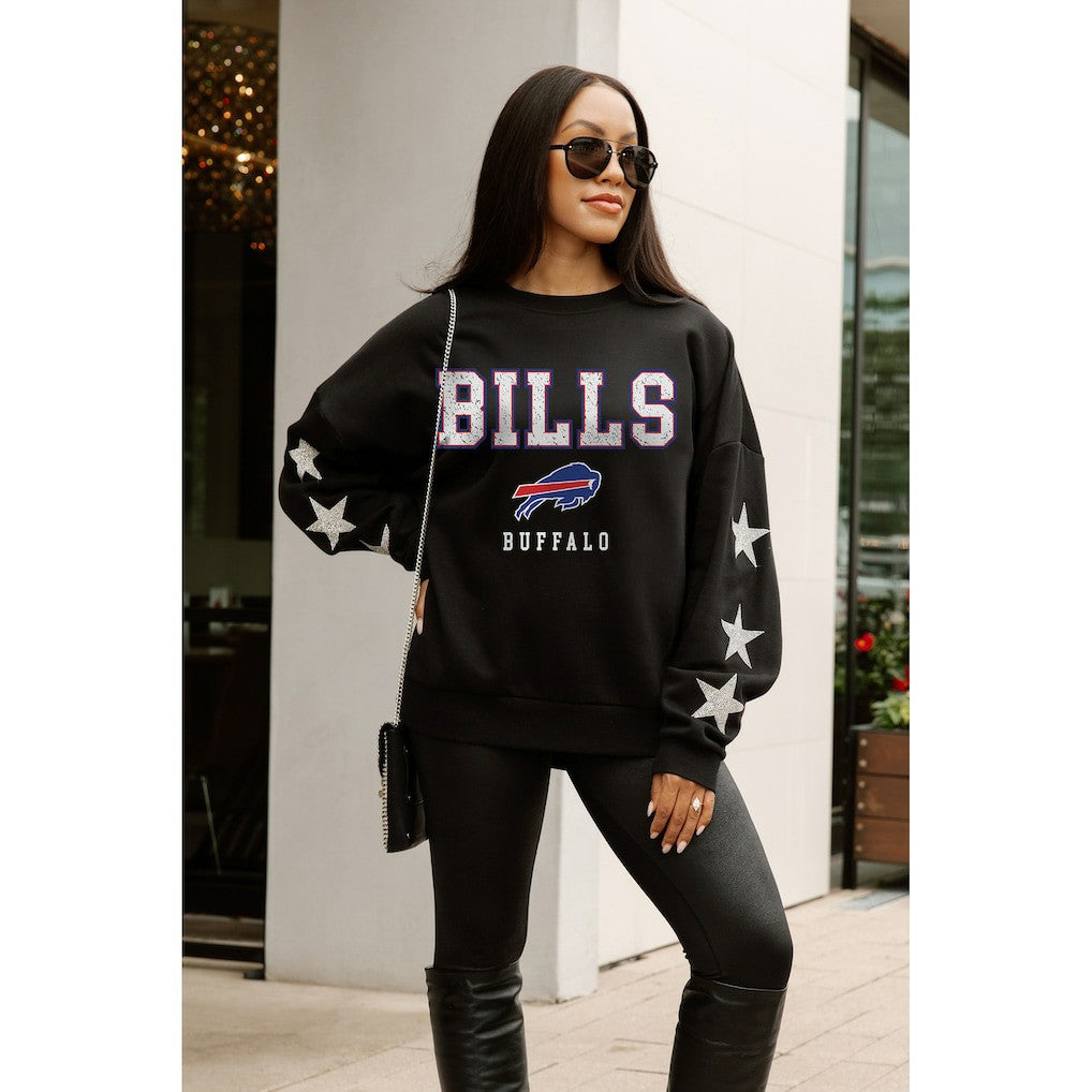Buffalo Bills Gameday Couture Women's Velocity Relaxed Rhinestone Pullover Sweatshirt Black | NFL