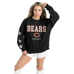 Chicago Bears Gameday Couture Women's Velocity Relaxed Rhinestone Pullover Sweatshirt Black | NFL