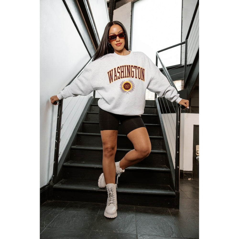 Washington Commanders Gameday Couture Women's Traditional Logo Oversized Premium Fleece Pullover Sweatshirt Ash | NFL