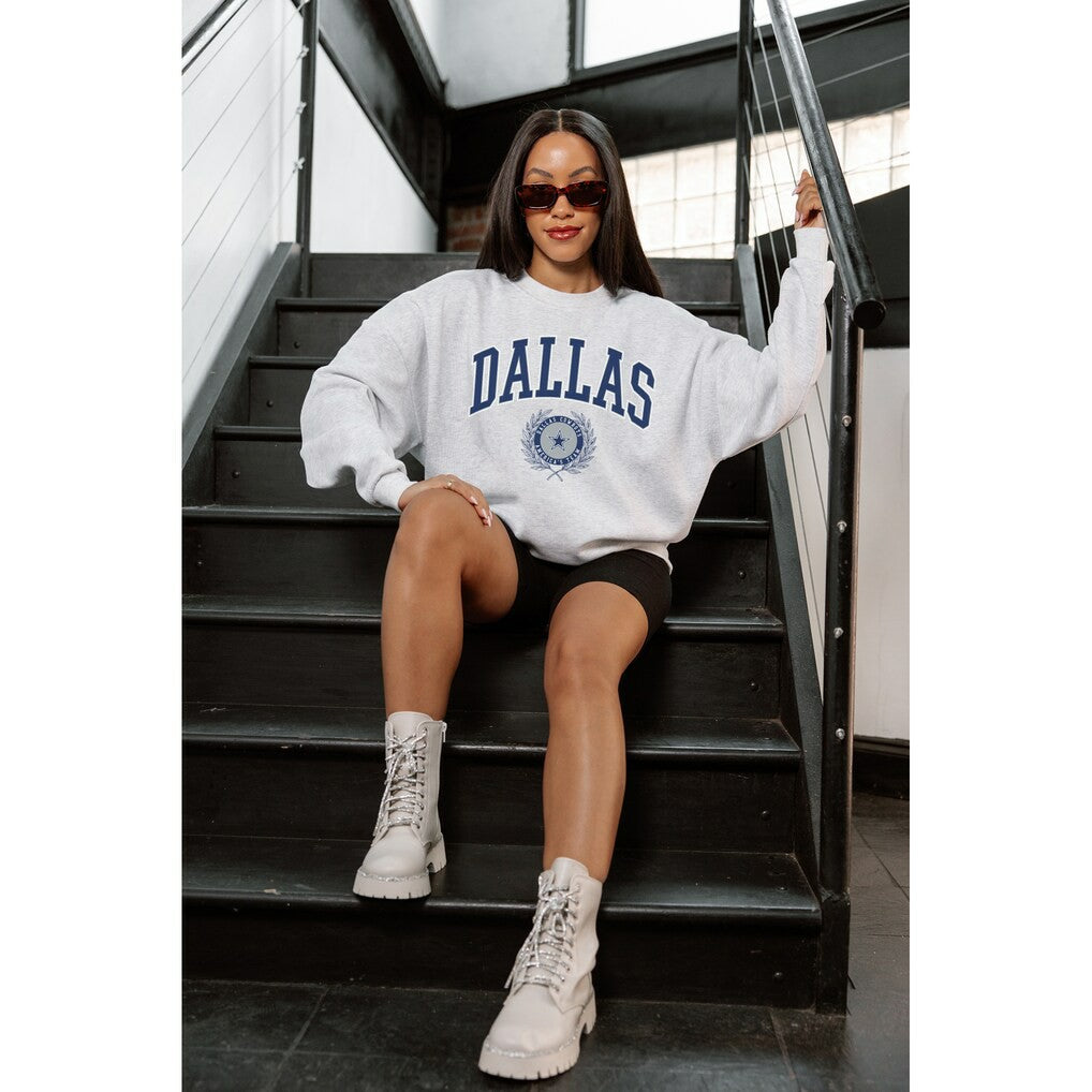 Dallas Cowboys Gameday Couture Women's Traditional Logo Oversized Premium Fleece Pullover Sweatshirt Ash | NFL