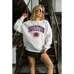 Houston Texans Gameday Couture Women's Traditional Logo Oversized Premium Fleece Pullover Sweatshirt Ash | NFL