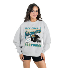 Jacksonville Jaguars Gameday Couture Women's Home Turf Oversized Premium Fleece Pullover Sweatshirt Ash | NFL