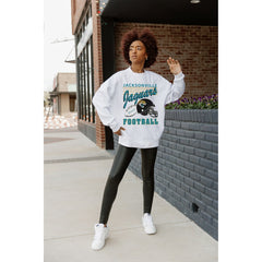 Jacksonville Jaguars Gameday Couture Women's Home Turf Oversized Premium Fleece Pullover Sweatshirt Ash | NFL