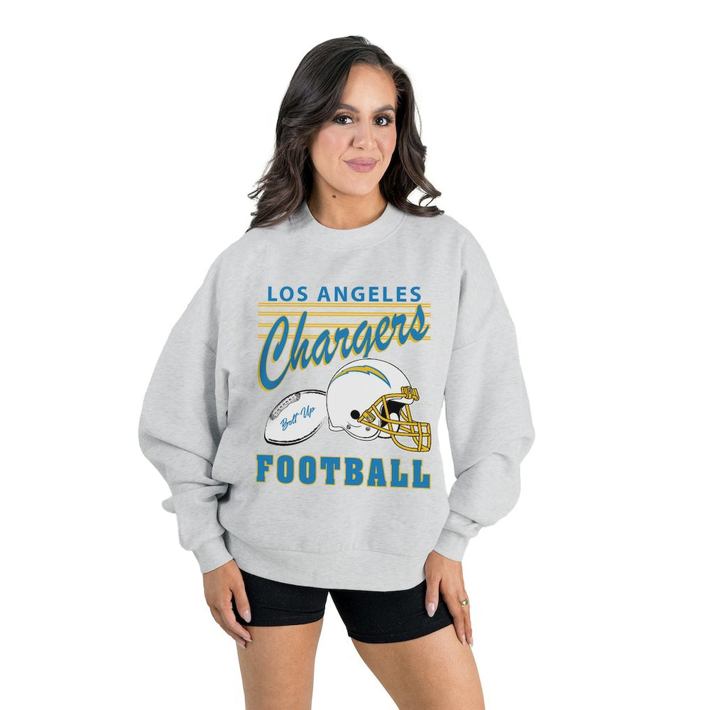 Los Angeles Chargers Gameday Couture Women's Home Turf Oversized Premium Fleece Pullover Sweatshirt Ash | NFL