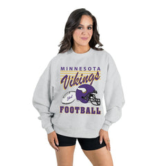 Minnesota Vikings Gameday Couture Women's Home Turf Oversized Premium Fleece Pullover Sweatshirt Ash | NFL