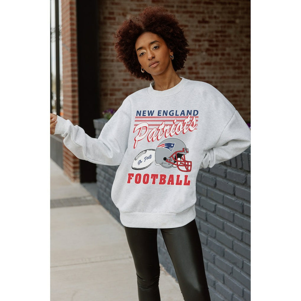 New England Patriots Gameday Couture Women's Home Turf Oversized Premium Fleece Pullover Sweatshirt Ash | NFL