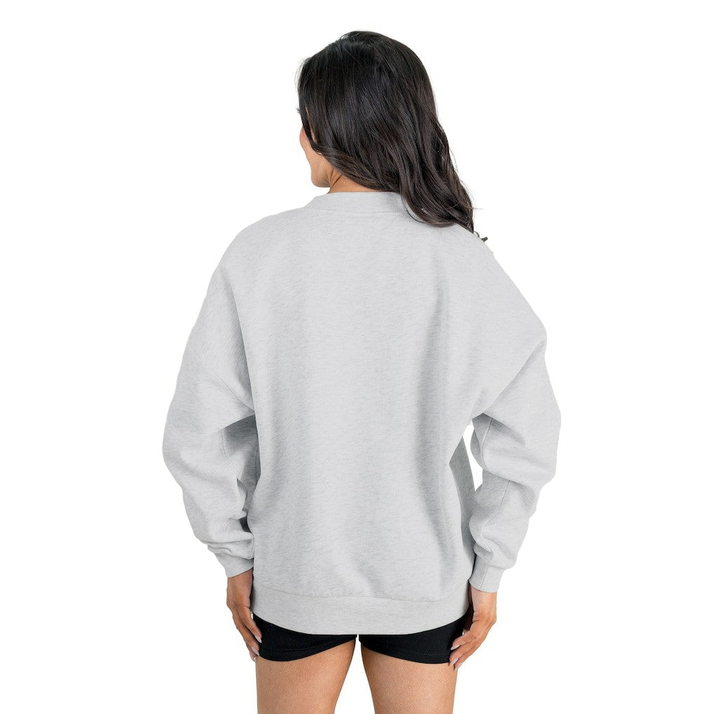 Chicago Bears Gameday Couture Women's Home Turf Oversized Premium Fleece Pullover Sweatshirt Ash | NFL