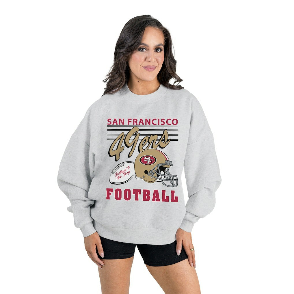 San Francisco 49ers Gameday Couture Women's Home Turf Oversized Premium Fleece Pullover Sweatshirt Ash | NFL
