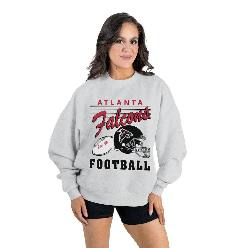 Atlanta Falcons Gameday Couture Women's Home Turf Oversized Premium Fleece Pullover Sweatshirt Ash | NFL