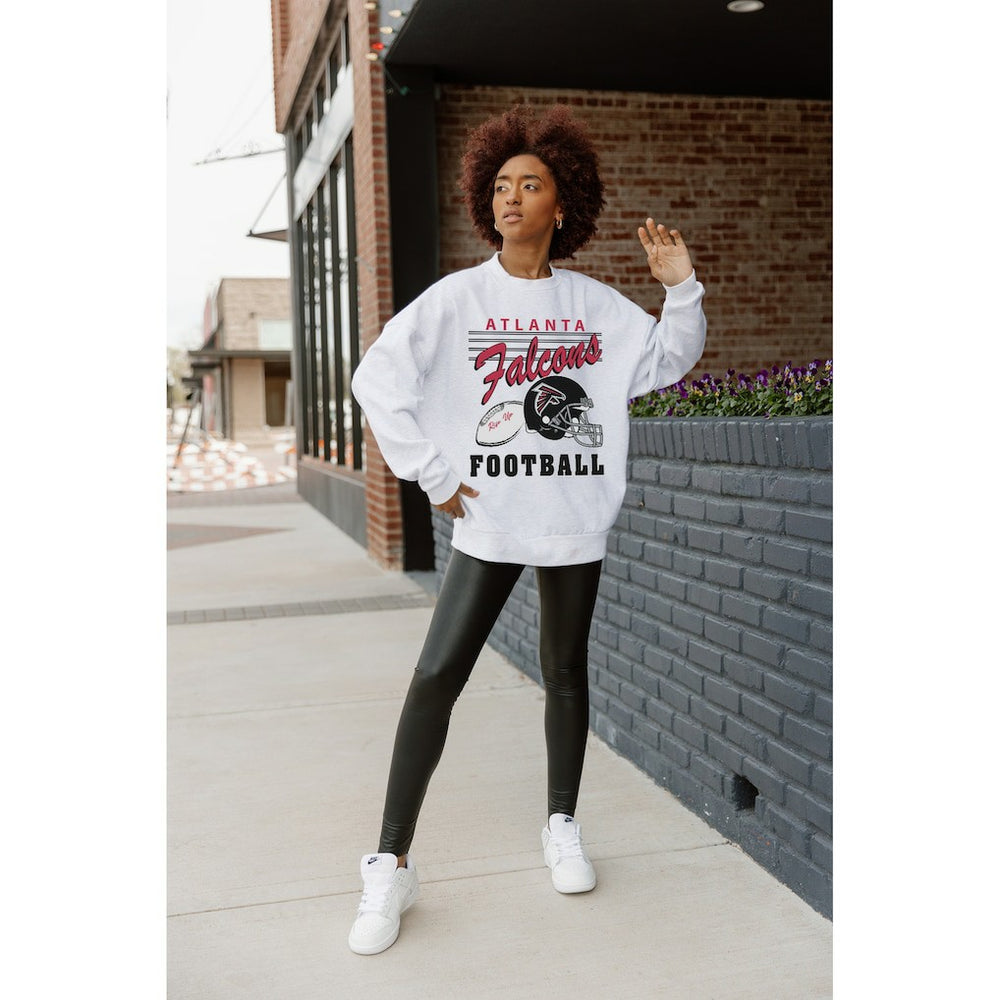 Atlanta Falcons Gameday Couture Women's Home Turf Oversized Premium Fleece Pullover Sweatshirt Ash | NFL
