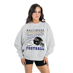 Baltimore Ravens Gameday Couture Women's Home Turf Oversized Premium Fleece Pullover Sweatshirt Ash | NFL