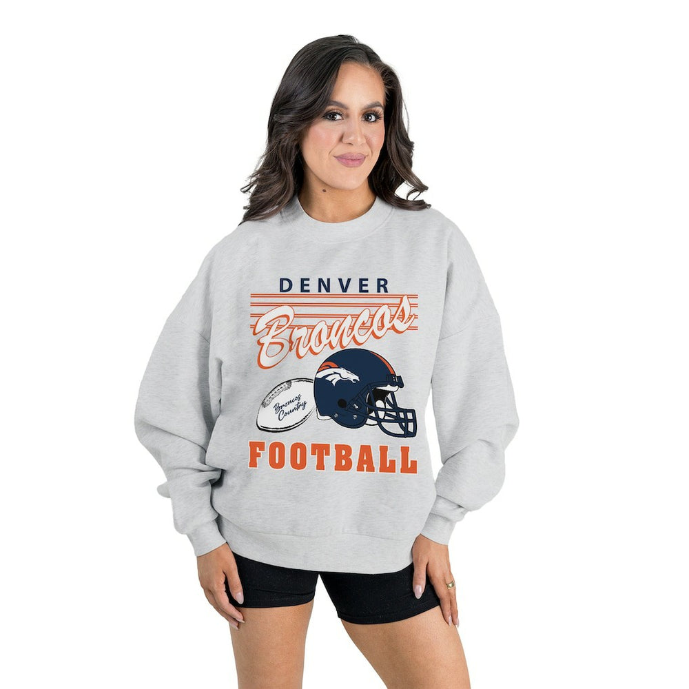 Denver Broncos Gameday Couture Women's Home Turf Oversized Premium Fleece Pullover Sweatshirt Ash | NFL