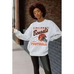 Cincinnati Bengals Gameday Couture Women's Home Turf Oversized Premium Fleece Pullover Sweatshirt Ash | NFL