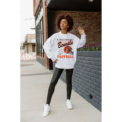 Cincinnati Bengals Gameday Couture Women's Home Turf Oversized Premium Fleece Pullover Sweatshirt Ash | NFL